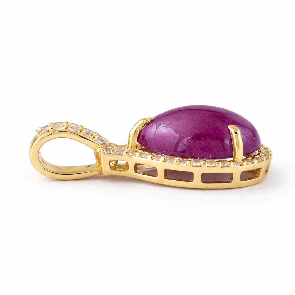 3.85 Ct Pear Ruby 9K Gold Pendant