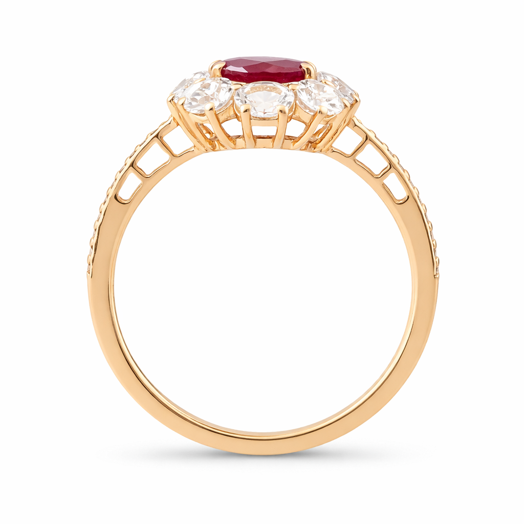 3.21 Ct Oval Ruby 9K Gold Ring