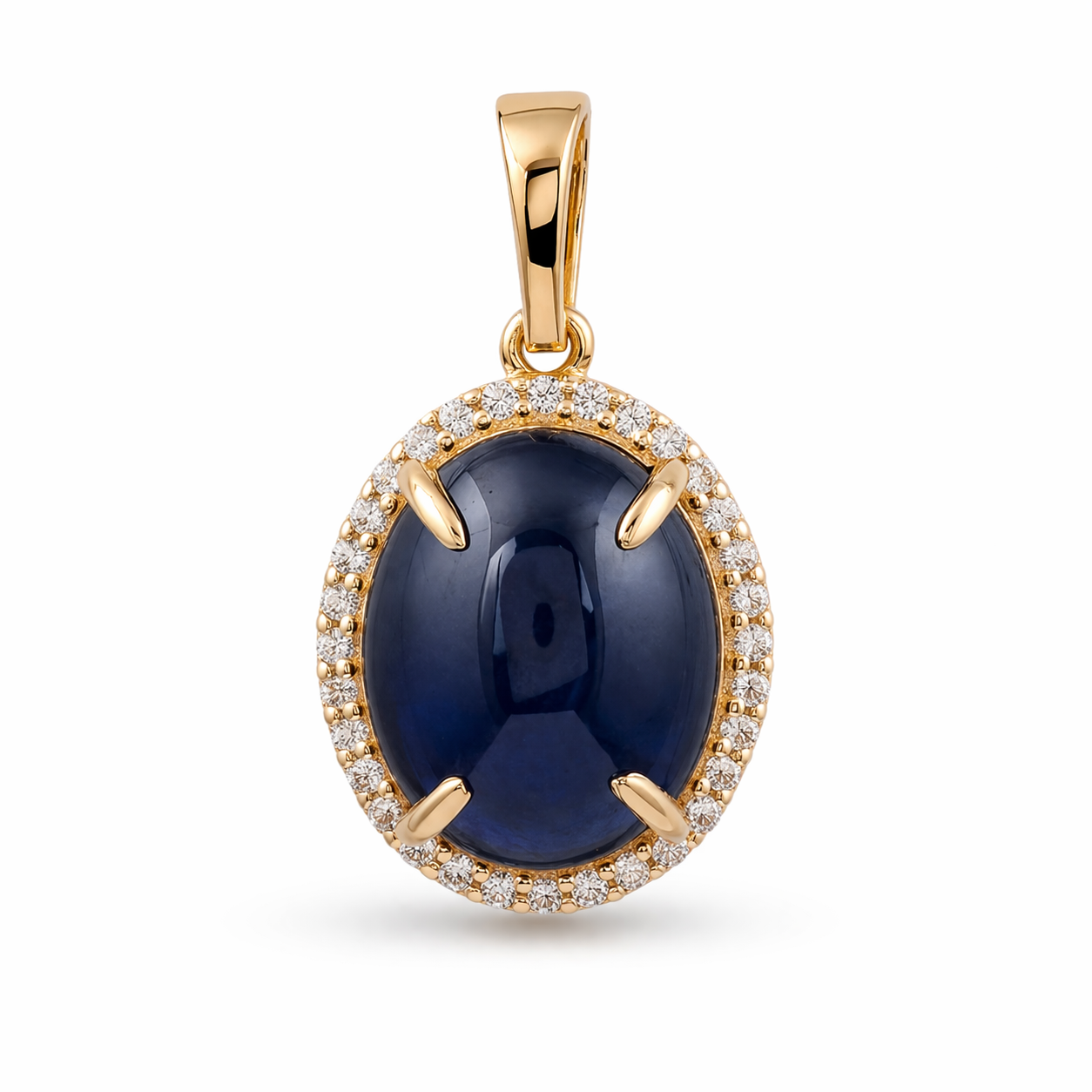 3.97 Ct Oval Sapphire 9K Gold Pendant