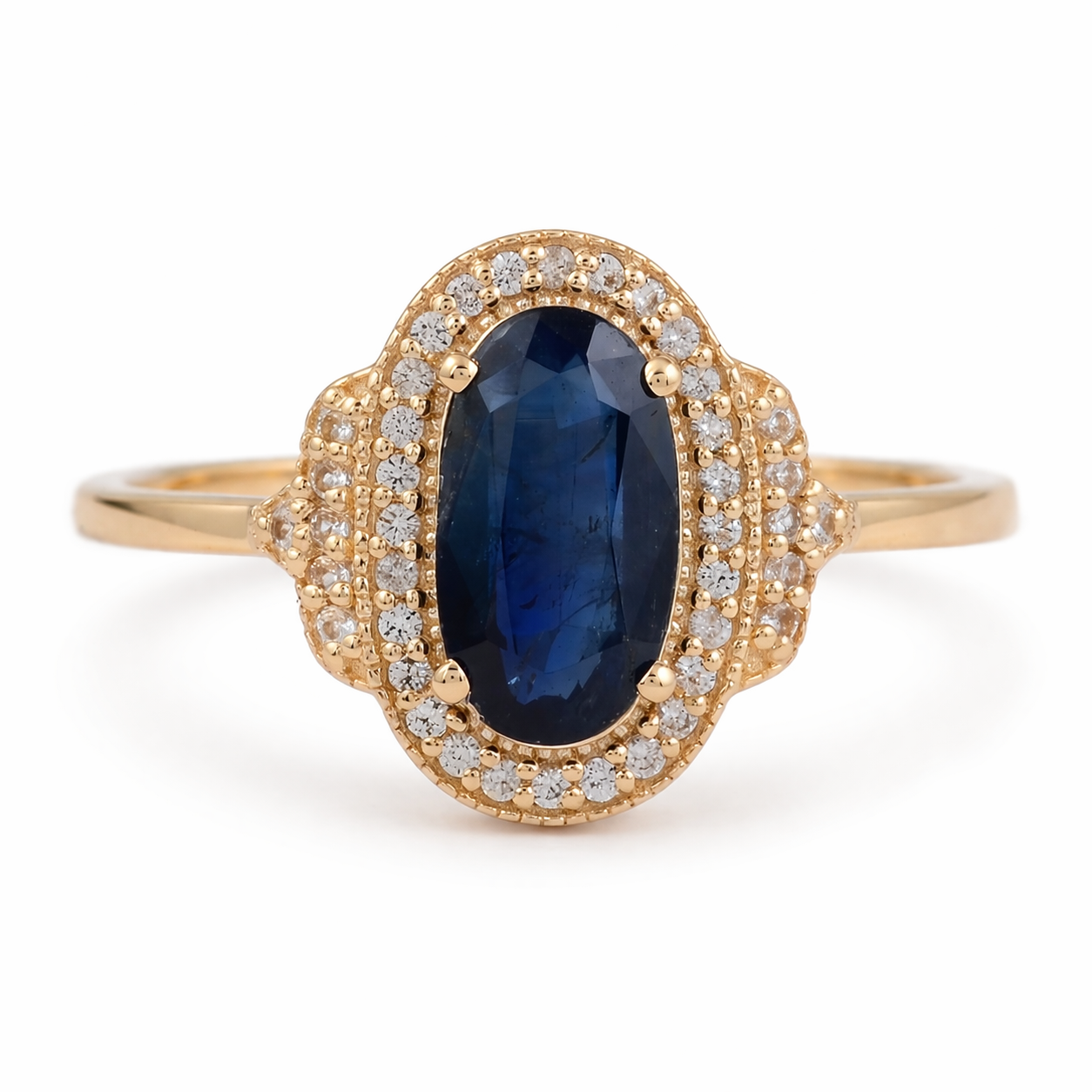 1.52 Ct Oval Sapphire 9K Gold Ring