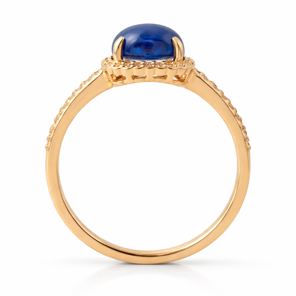 2.82 Ct Cushion Sapphire 9K Gold Ring