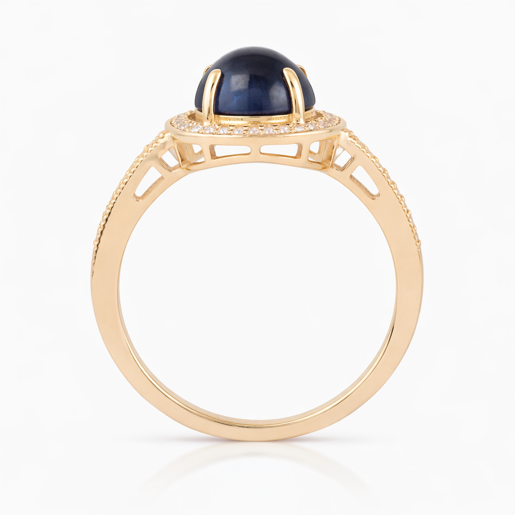 3.23 Ct Round Sapphire 9K Gold Ring