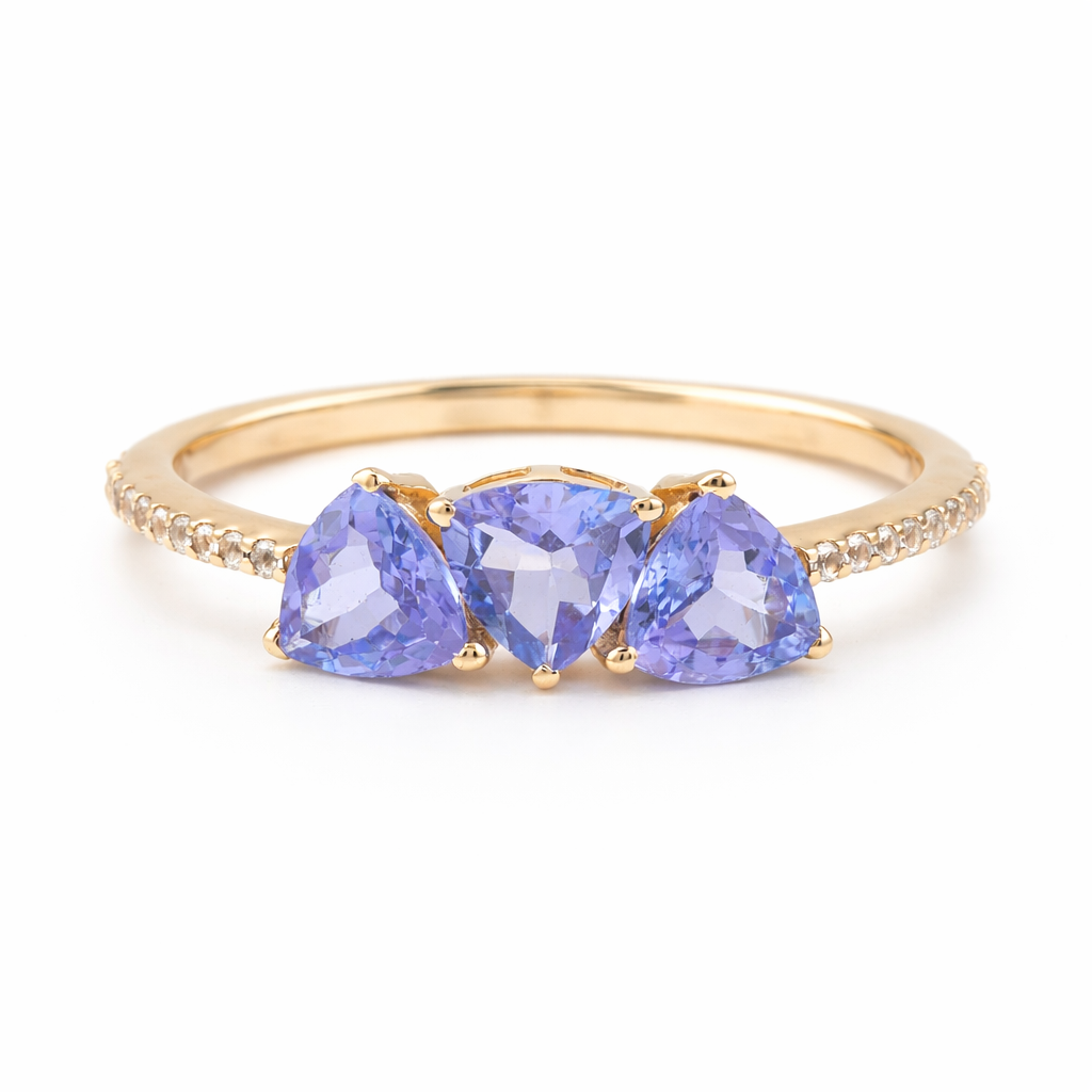 1.13 Ct Trillion Tanzanite 9K Gold Ring