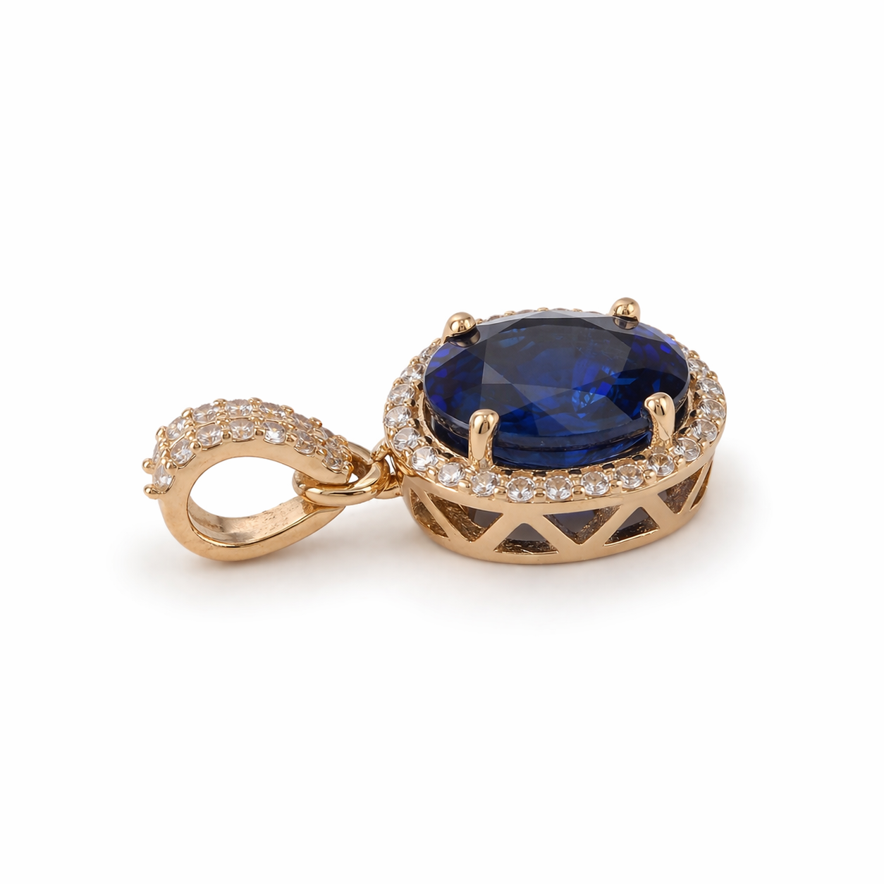 2.26 Ct Oval Sapphire 9K Gold Pendant