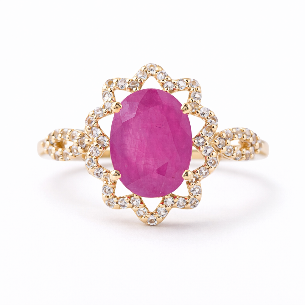 2.58 Ct Oval Ruby 9K Gold Ring