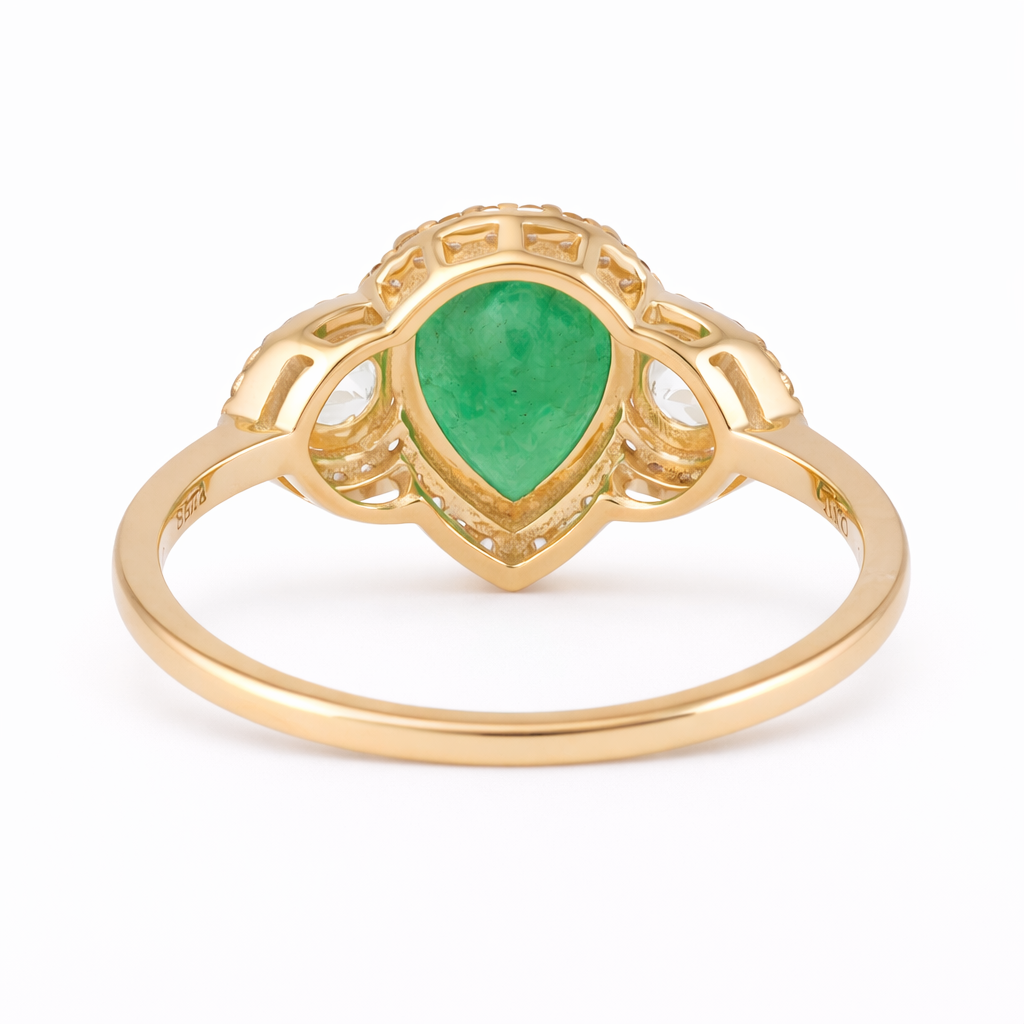 1.98 Ct Pear Emerald 9K Gold Ring