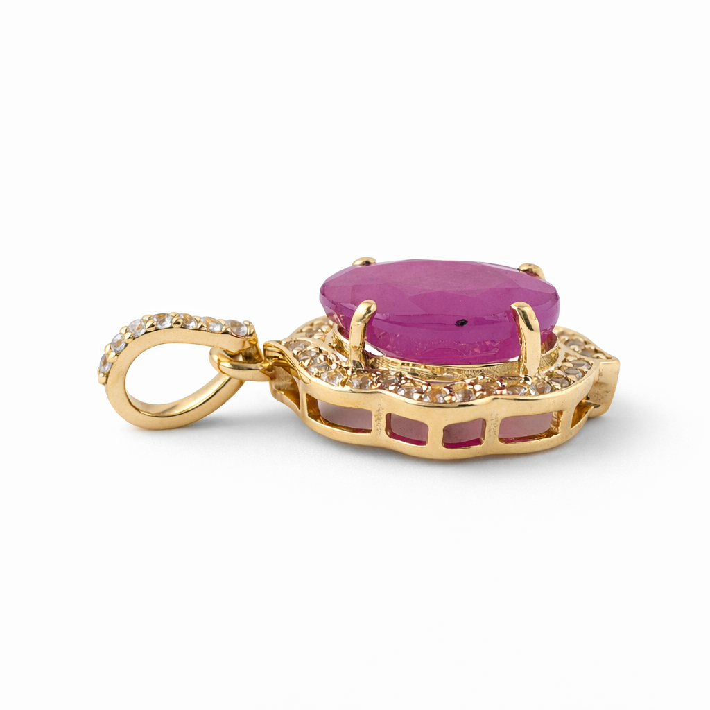 2.69 Ct Oval Ruby 9K Gold Pendant