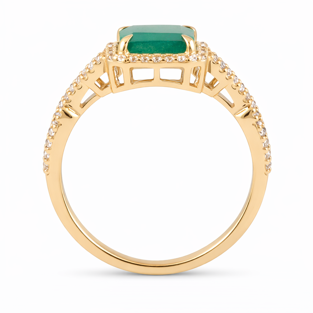 1.88 Ct Octagon Emerald 9K Gold Ring