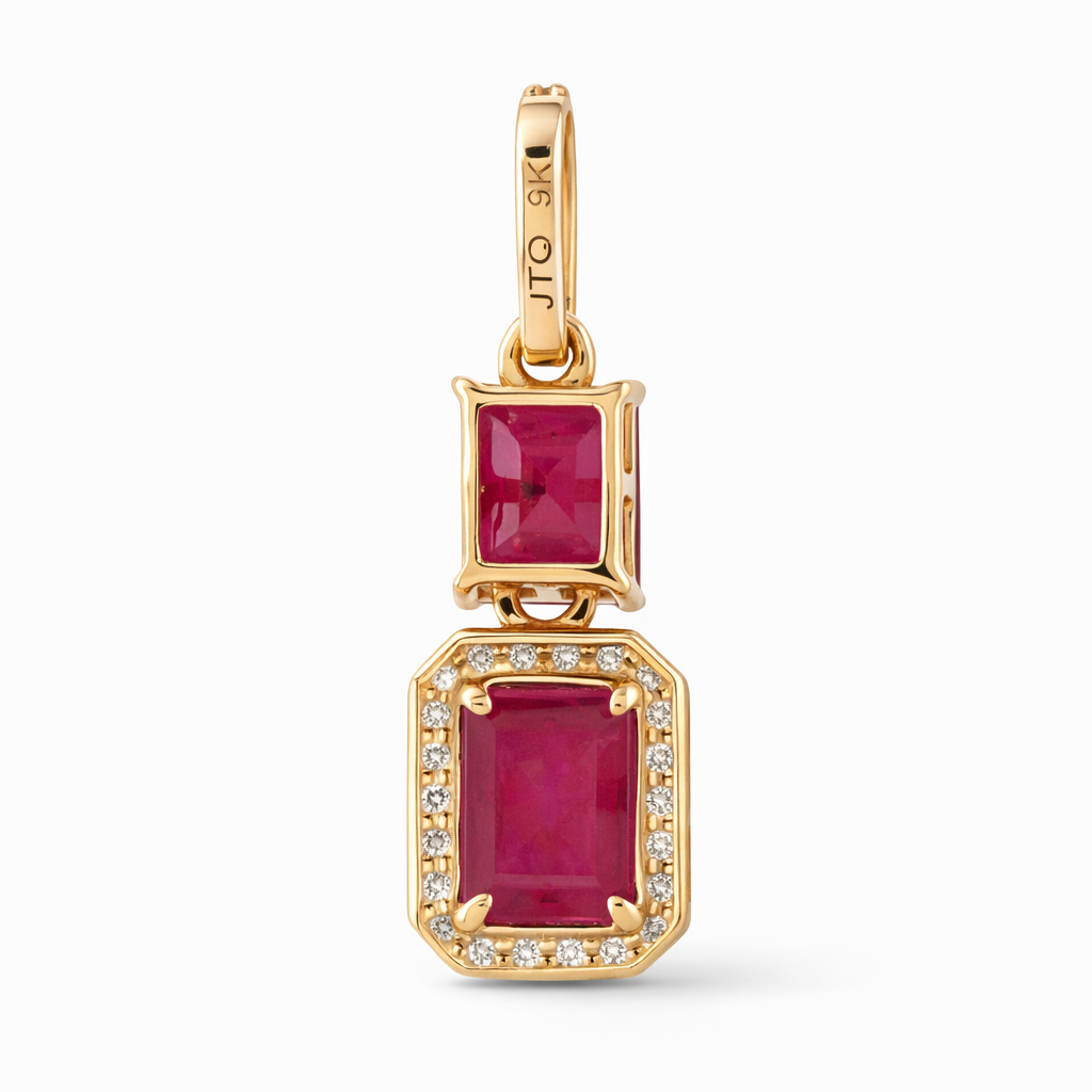 1.45 Ct Octagon Ruby 9K Gold Pendant