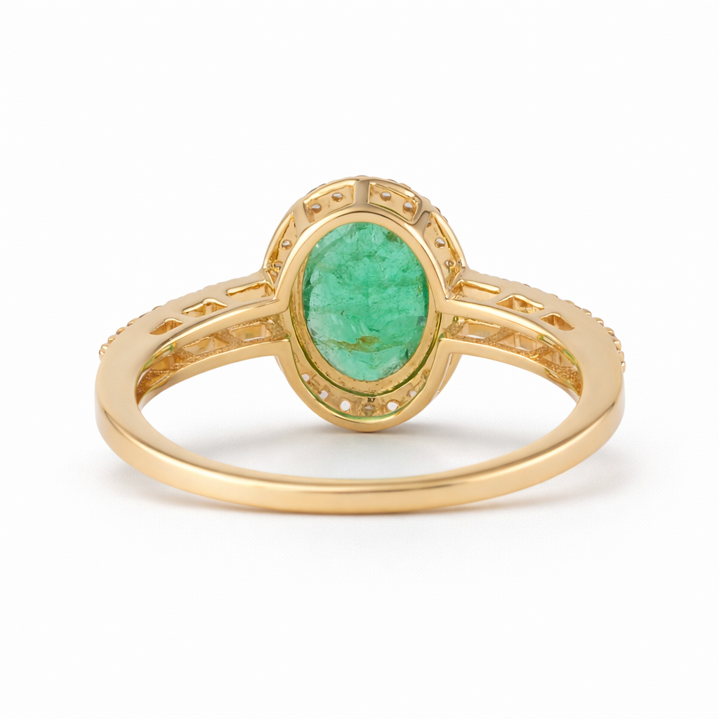 1.54 Ct Oval Emerald 9K Gold Ring