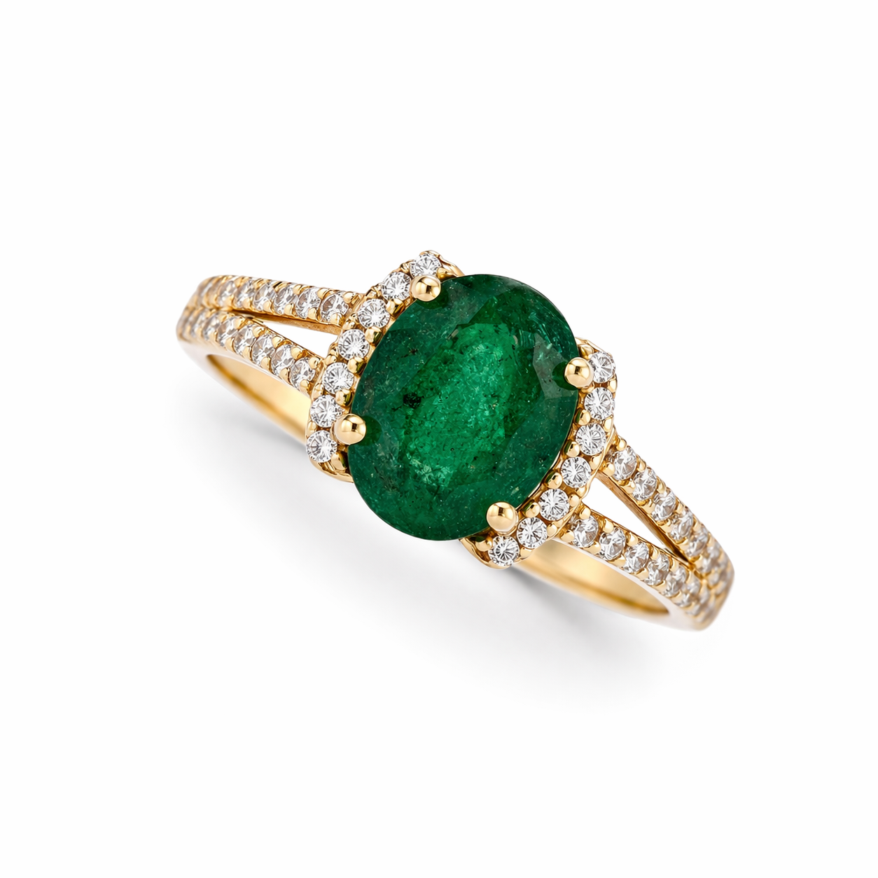 1.39 Ct Oval Emerald 9K Gold Ring