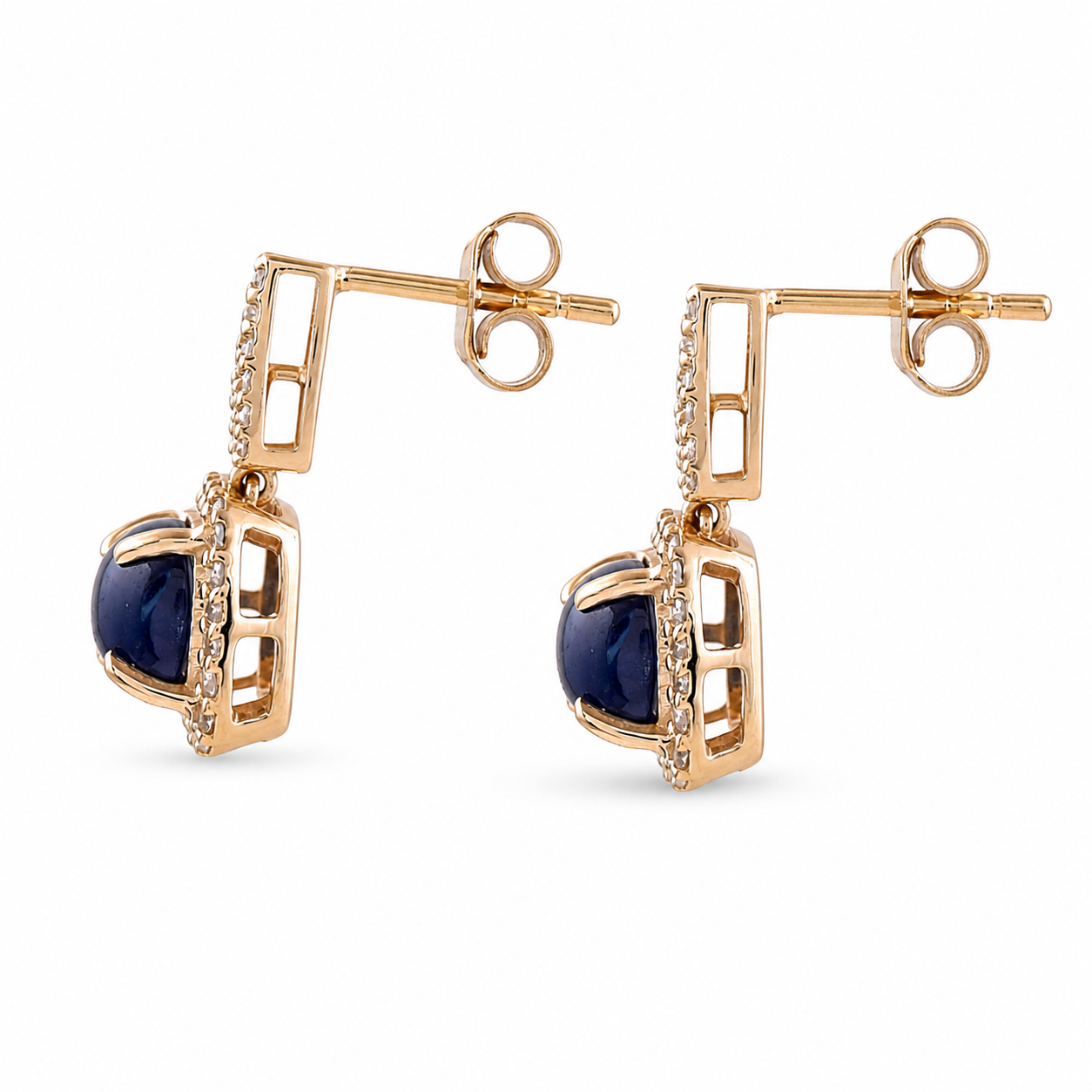 1.98 Ct Cushion Sapphire 9K Gold Earrings