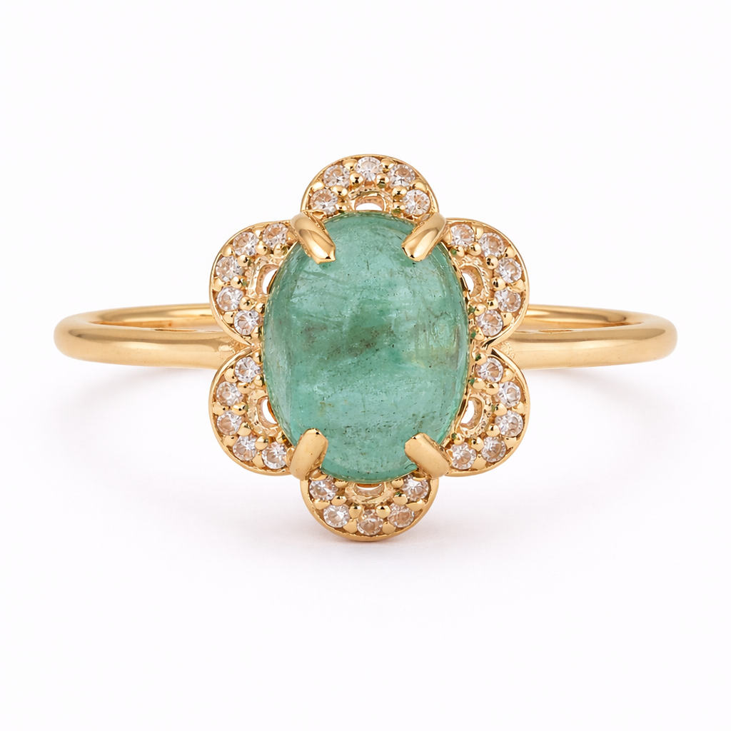 2.39 Ct Oval Emerald 9K Gold Ring