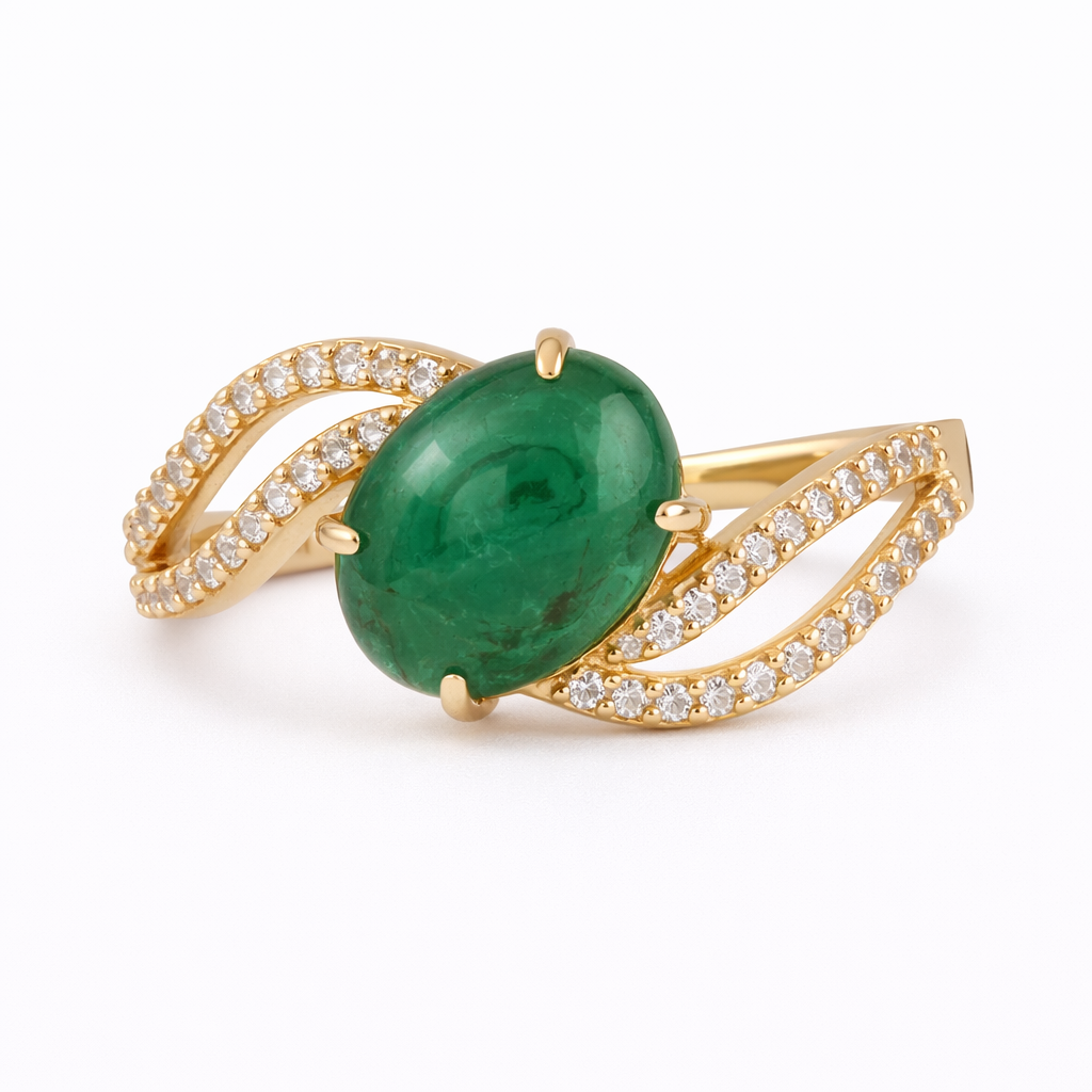 2.32 Ct Oval Emerald 9K Gold Ring