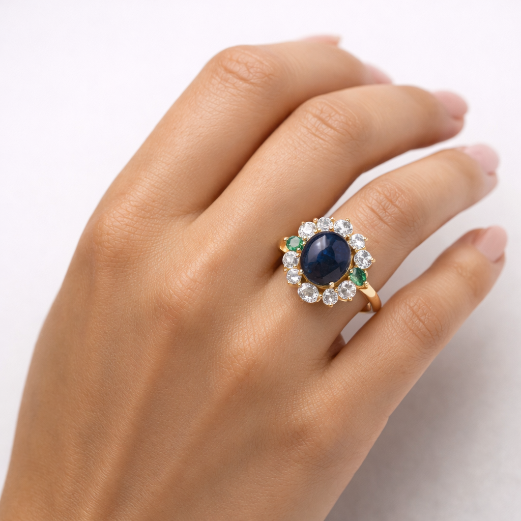 6.81 Ct Oval Sapphire 9K Gold Ring