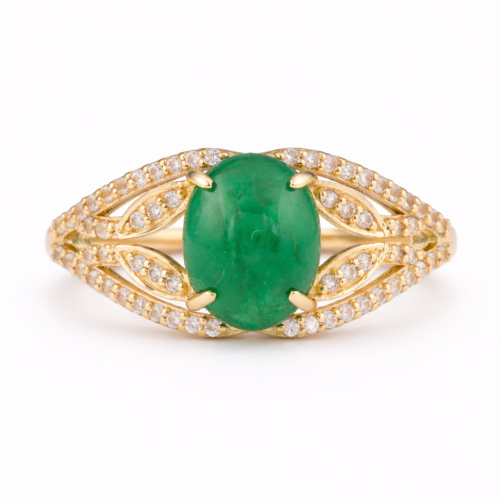 2.36 Ct Oval Emerald 9K Gold Ring