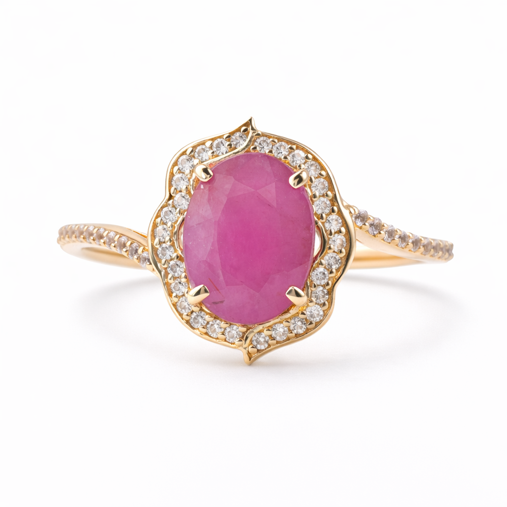 2.60 Ct Oval Ruby 9K Gold Ring