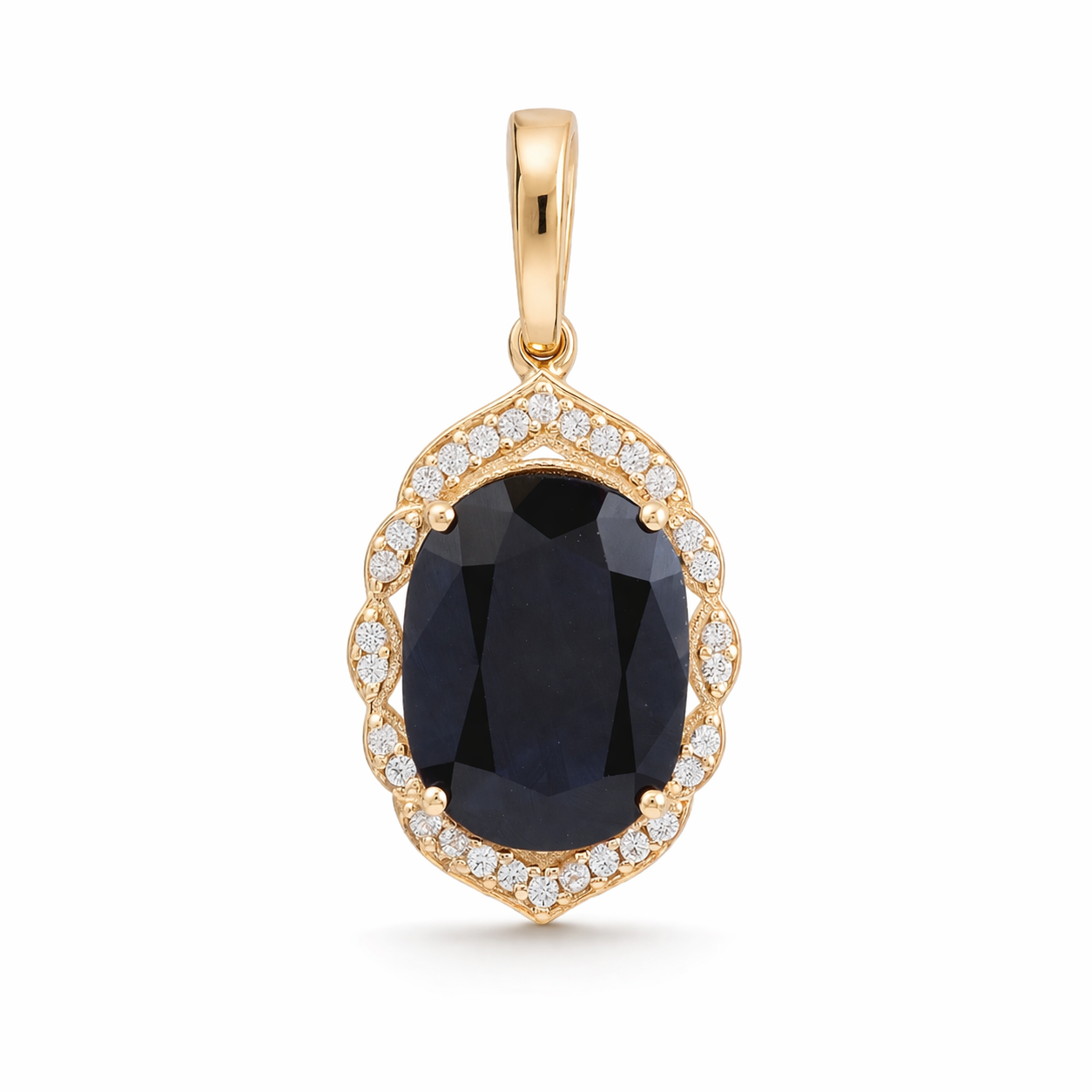 3.76 Ct Cushion Sapphire 9K Gold Pendant