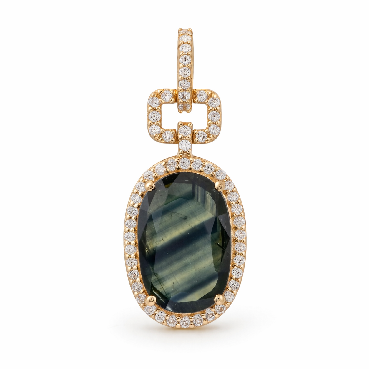2.68 Ct Cushion Sapphire 9K Gold Pendant