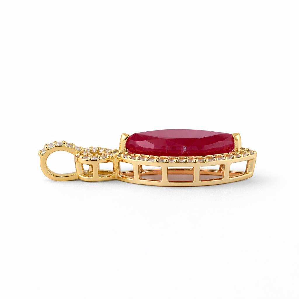 2.77 Ct Marquise Ruby 9K Gold Pendant