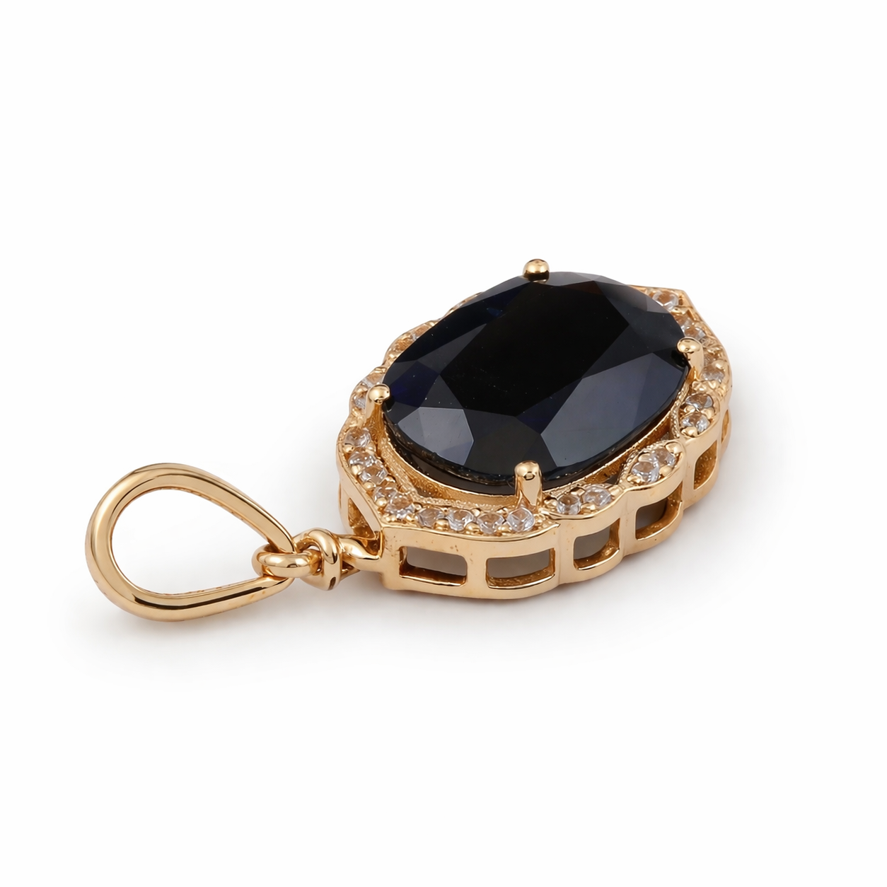 3.76 Ct Cushion Sapphire 9K Gold Pendant