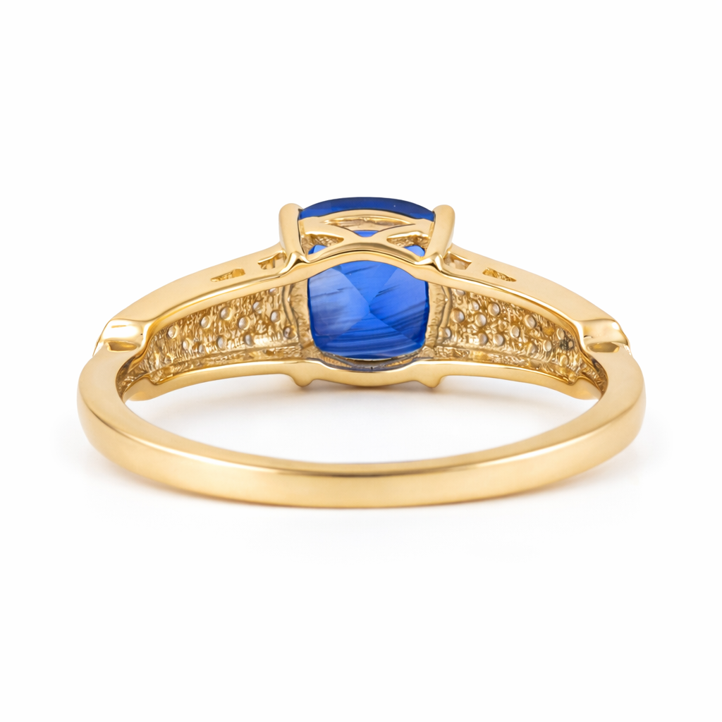 1.78 Ct Cushion Sapphire 9K Gold Ring