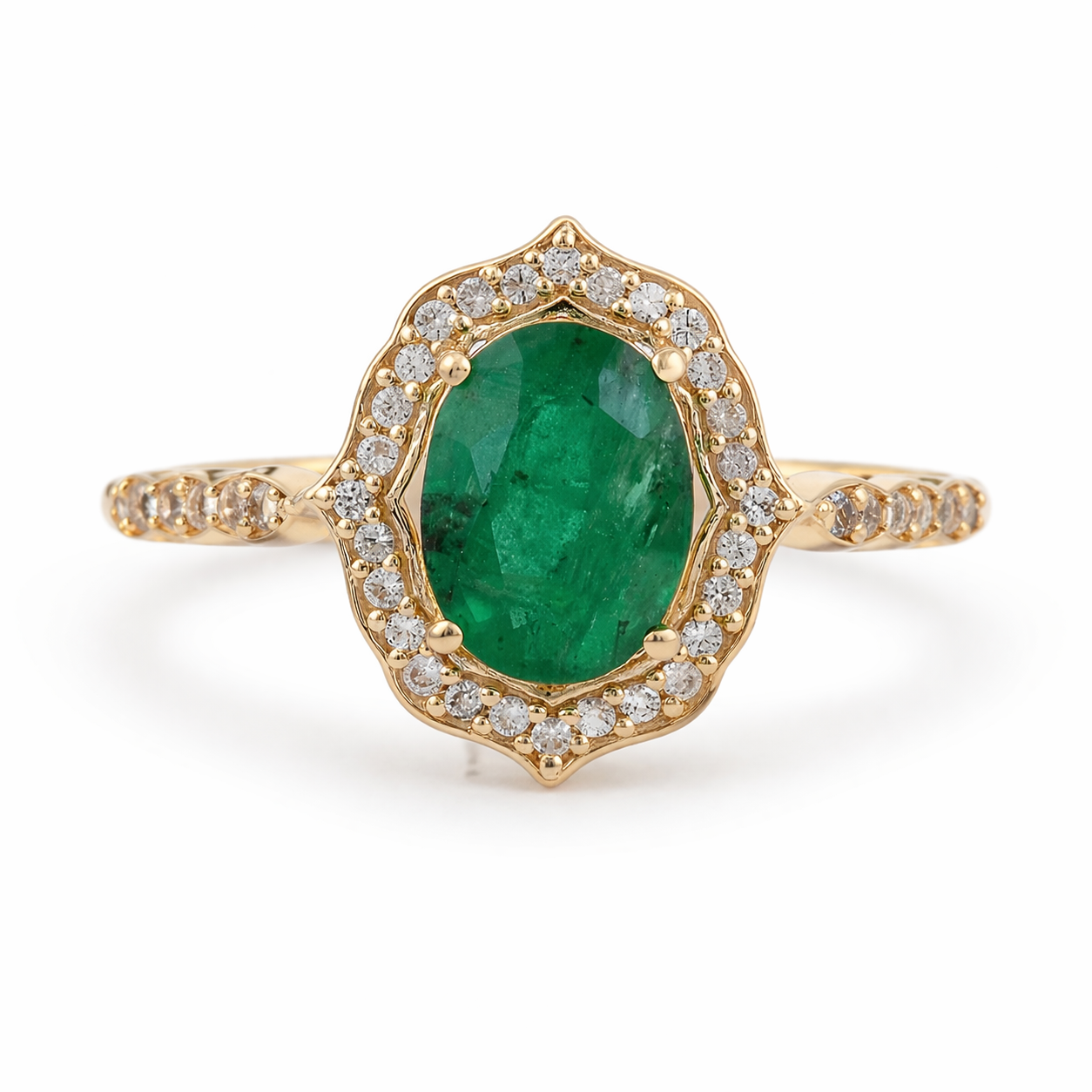 1.29 Ct Oval Emerald 9K Gold Ring