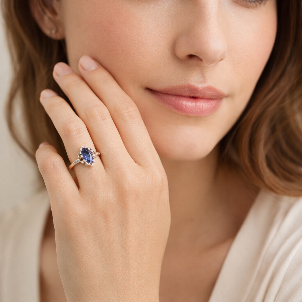 2.10 Ct Heart Blue Sapphire 9K Gold Ring