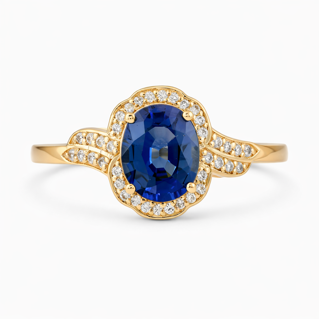 1.72 Ct Oval Sapphire 9K Gold Ring