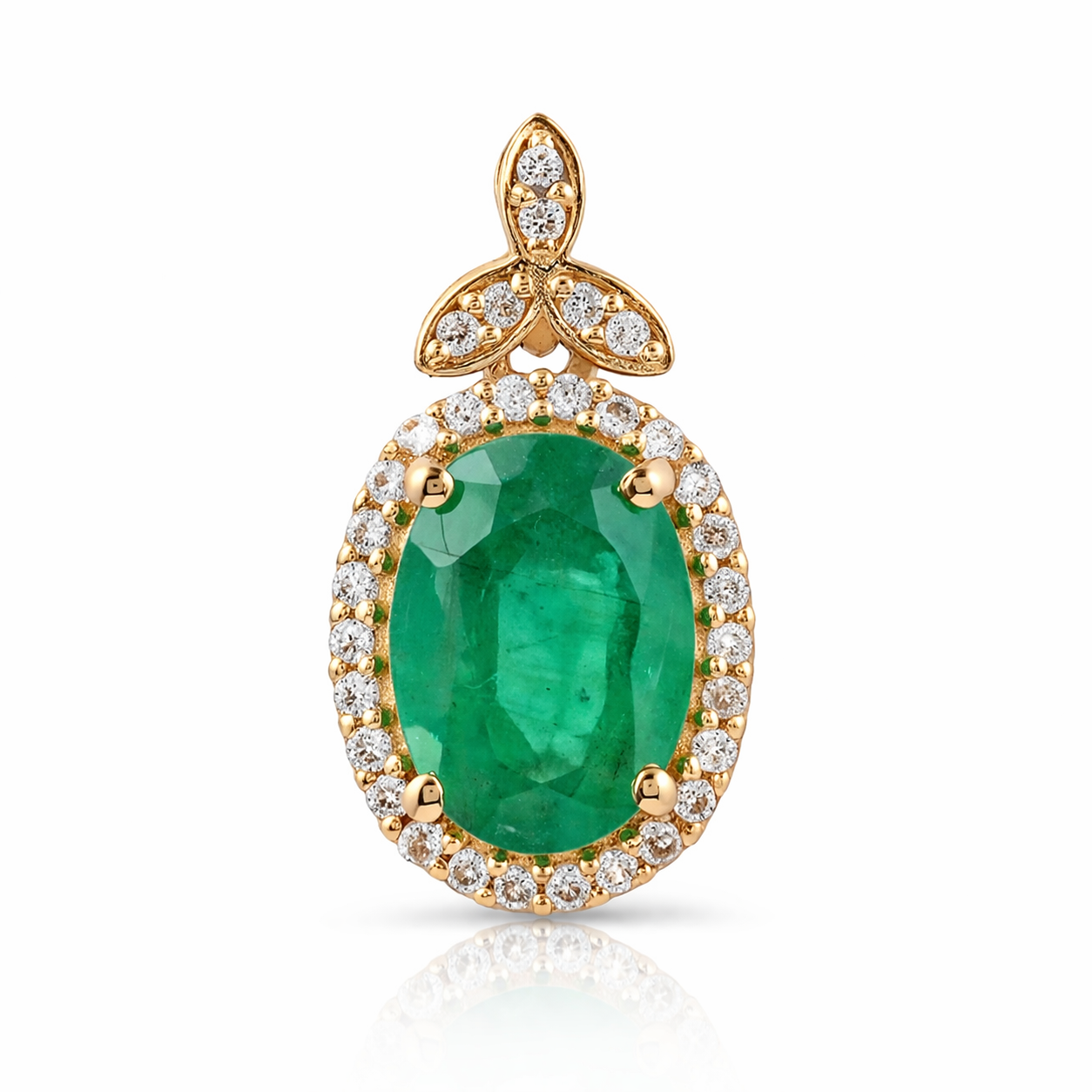 1.47 Ct Oval Emerald 9K Gold Pendant