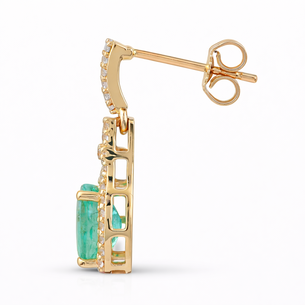2.10 Ct Oval Emerald 9K Gold Earrings