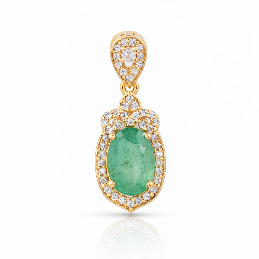 1.59 Ct Oval Emerald 9K Gold Pendant