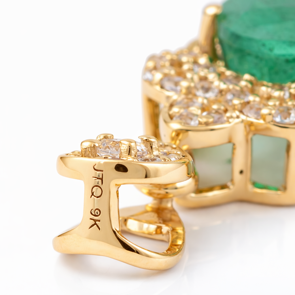 1.59 Ct Oval Emerald 9K Gold Pendant