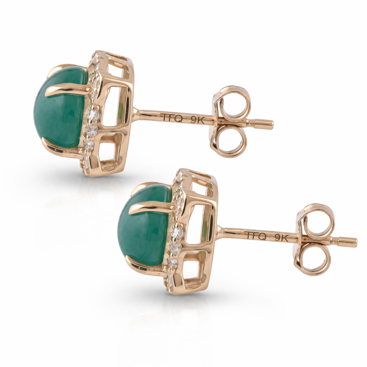 2.25 Ct Round Emerald 9K Gold Earrings