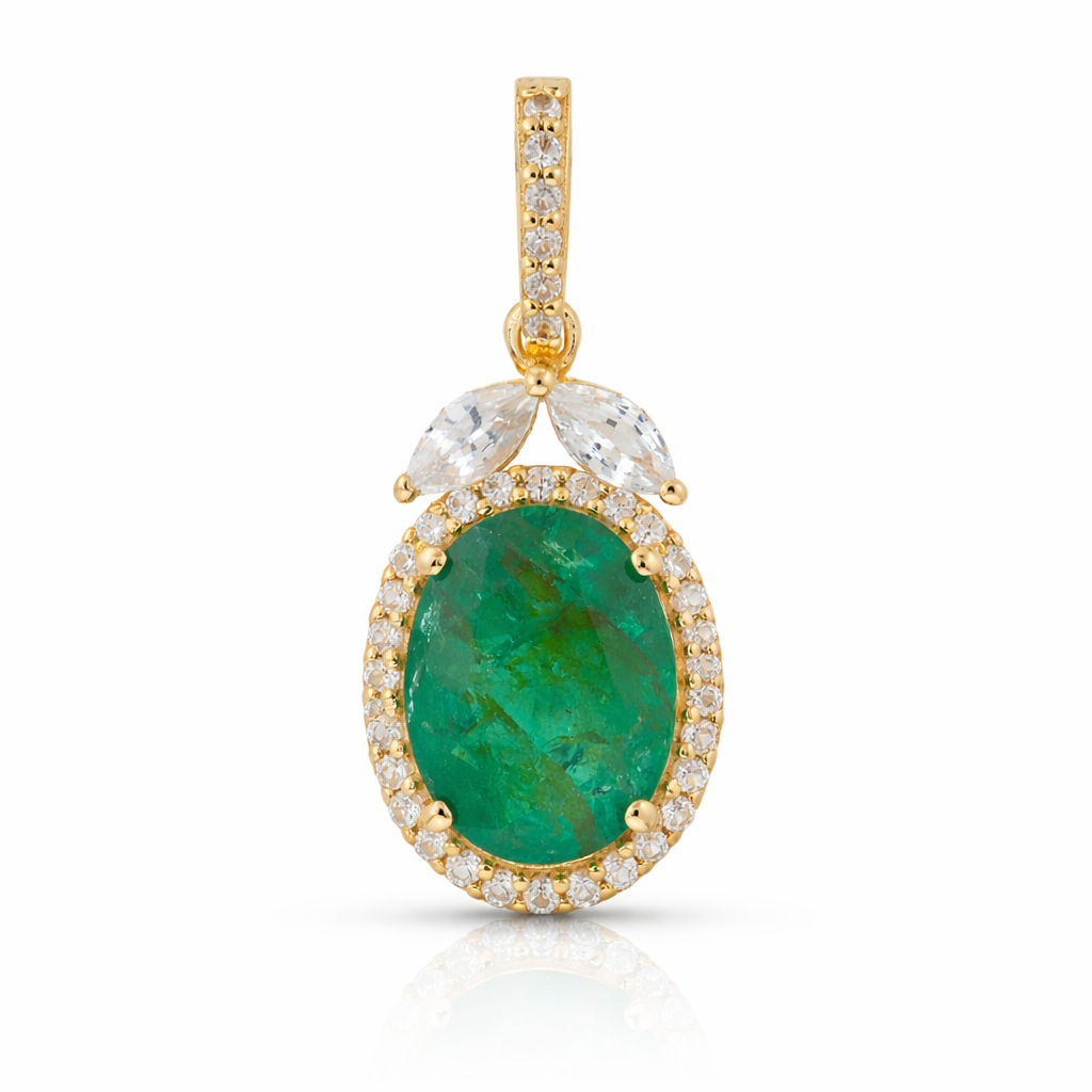 1.71 Ct Oval Emerald 9K Gold Pendant