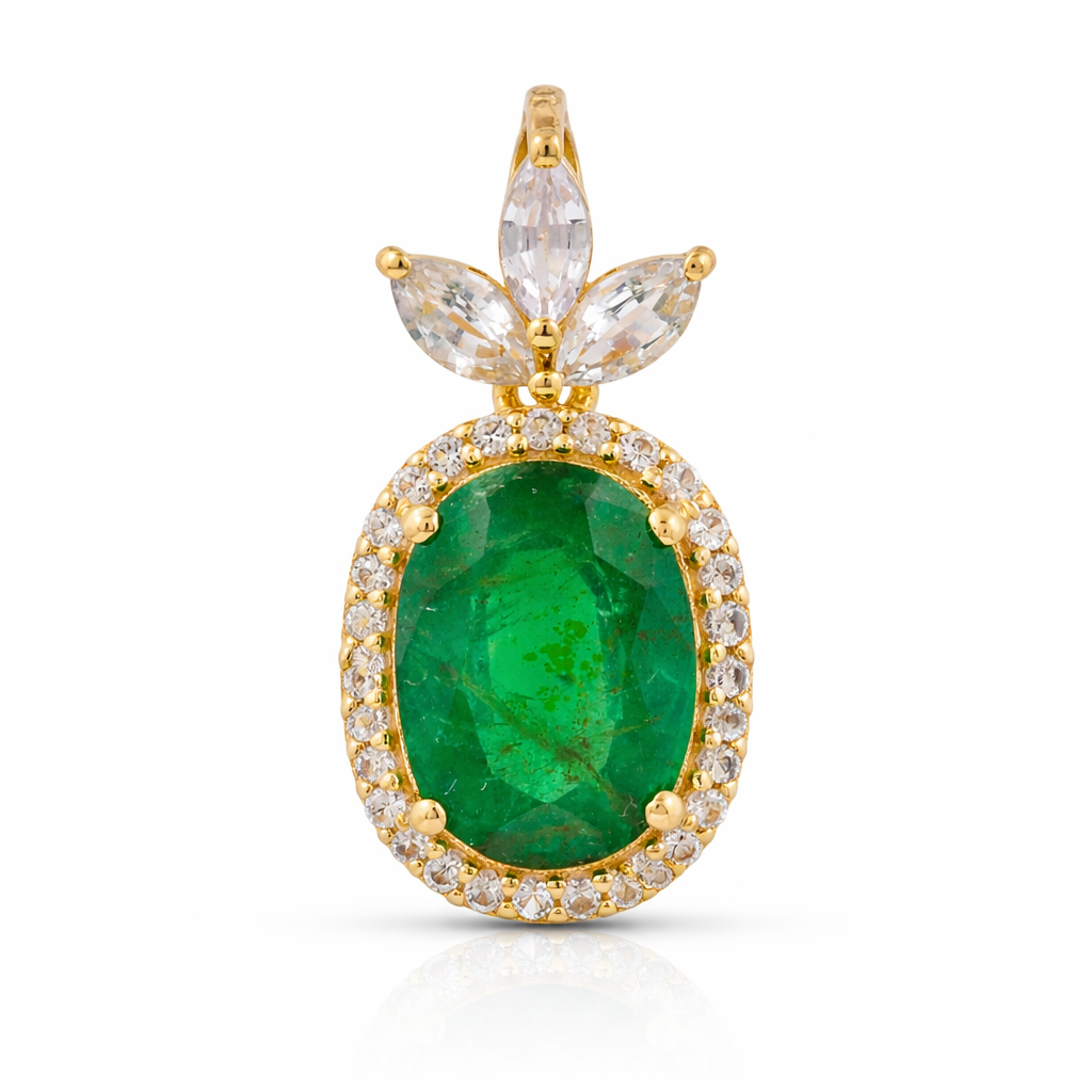 1.95 Ct Oval Emerald 9K Gold Pendant