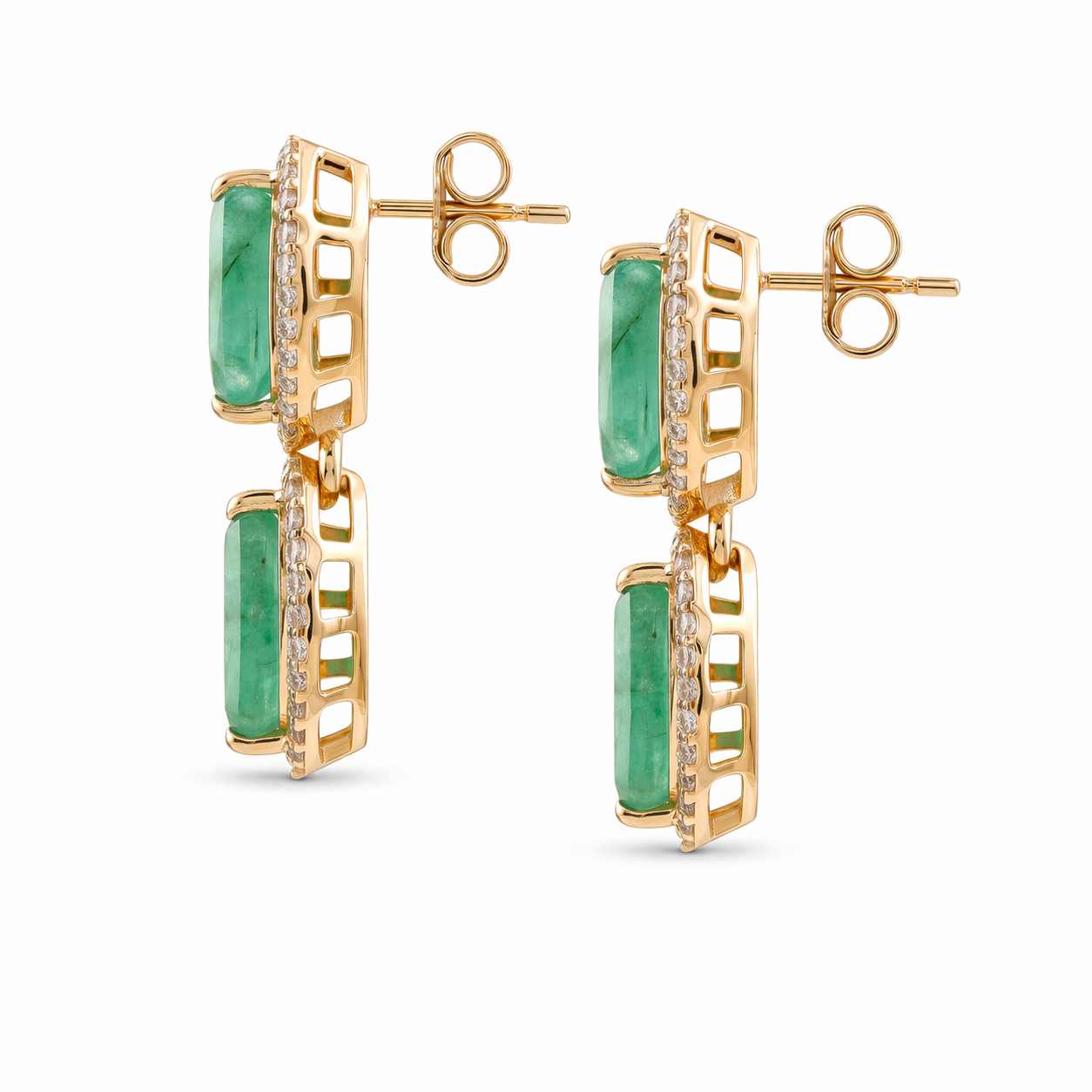 2.45 Ct Marquise Emerald 9K Gold Earrings
