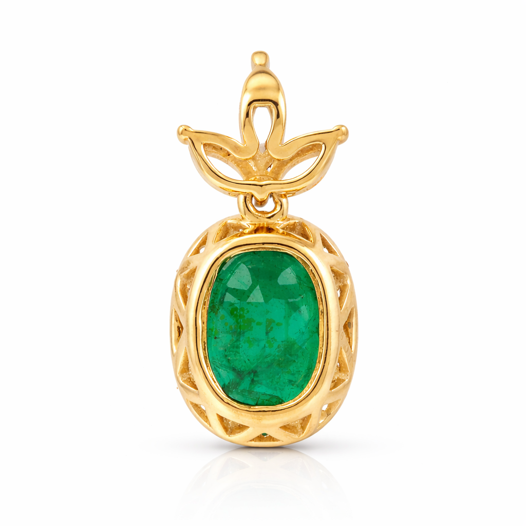 1.95 Ct Oval Emerald 9K Gold Pendant