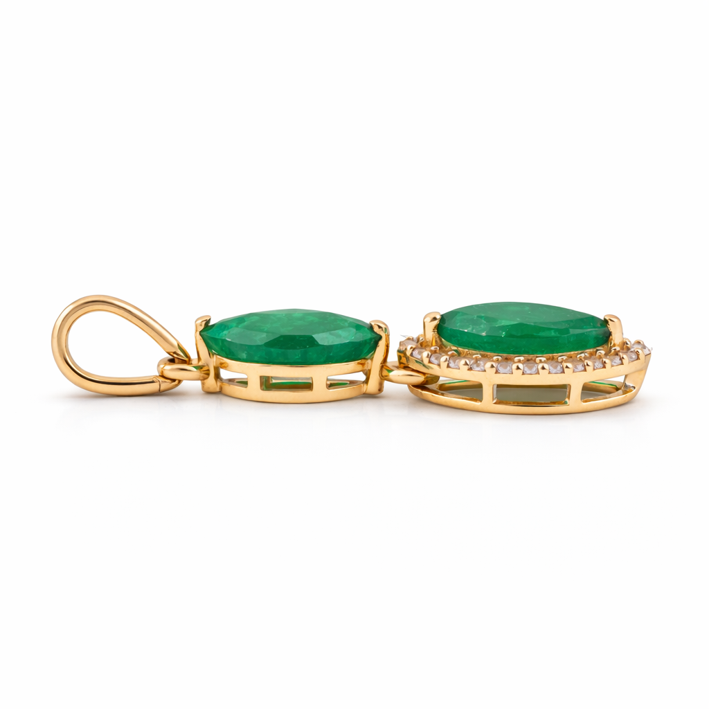1.03 Ct Marquise Emerald 9K Gold Pendant