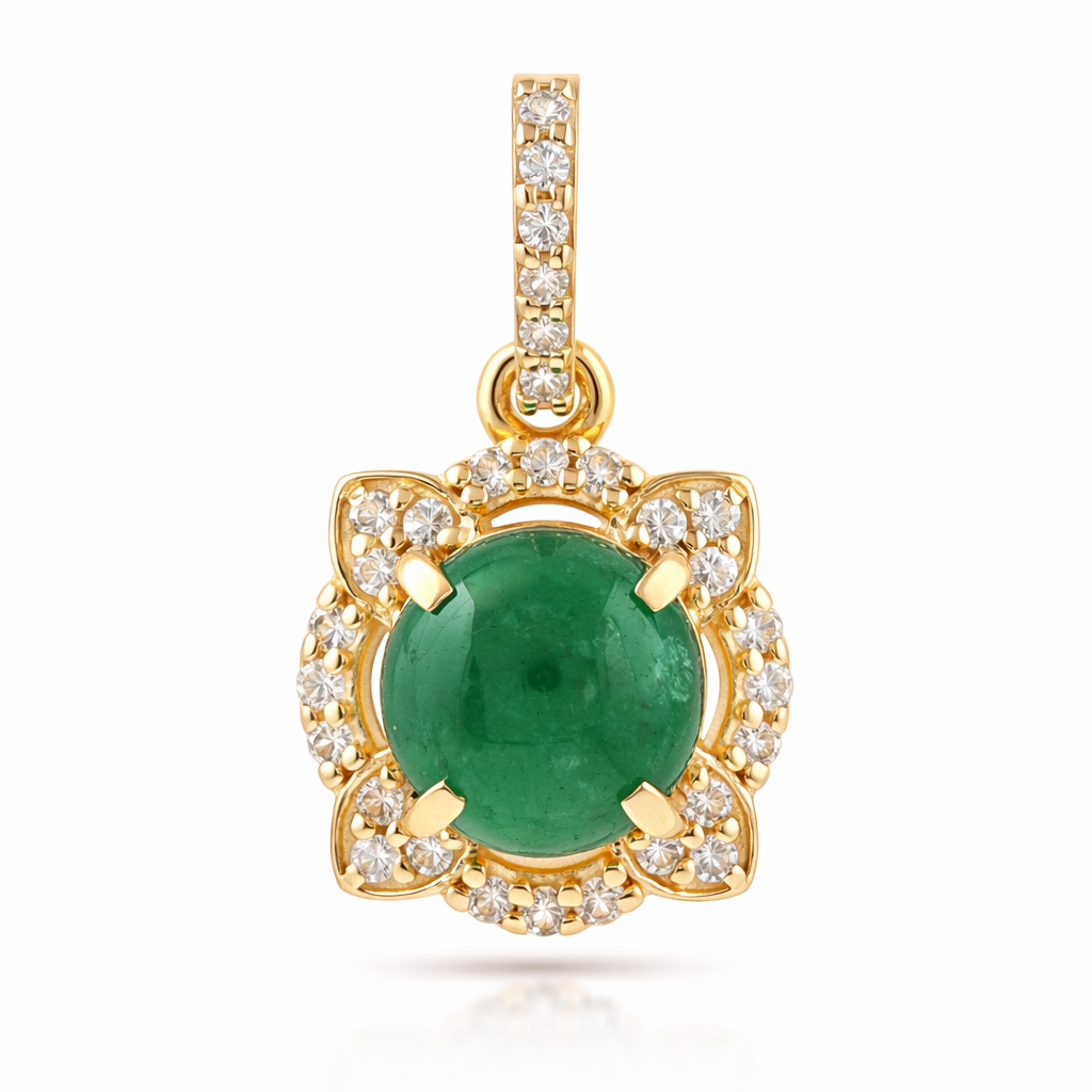 1.07 Ct Round Emerald 9K Gold Pendant