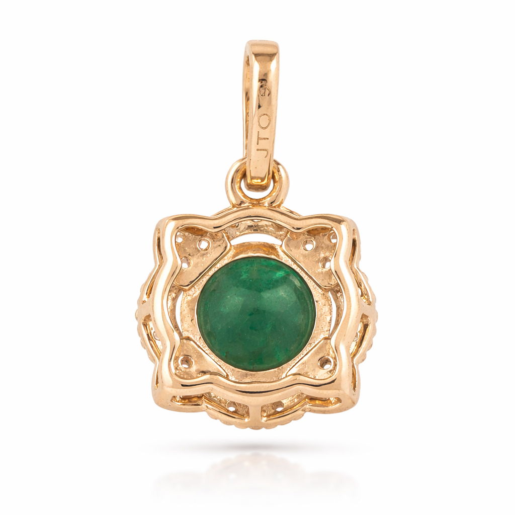 1.07 Ct Round Emerald 9K Gold Pendant
