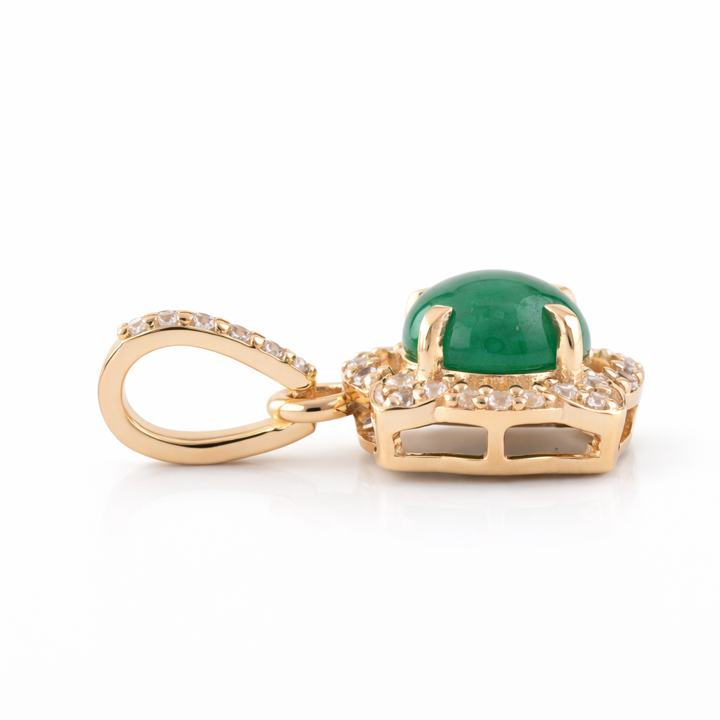 1.07 Ct Round Emerald 9K Gold Pendant