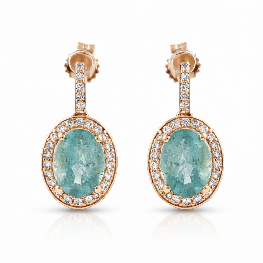 1.73 Ct Oval Emerald 9K Gold Earrings