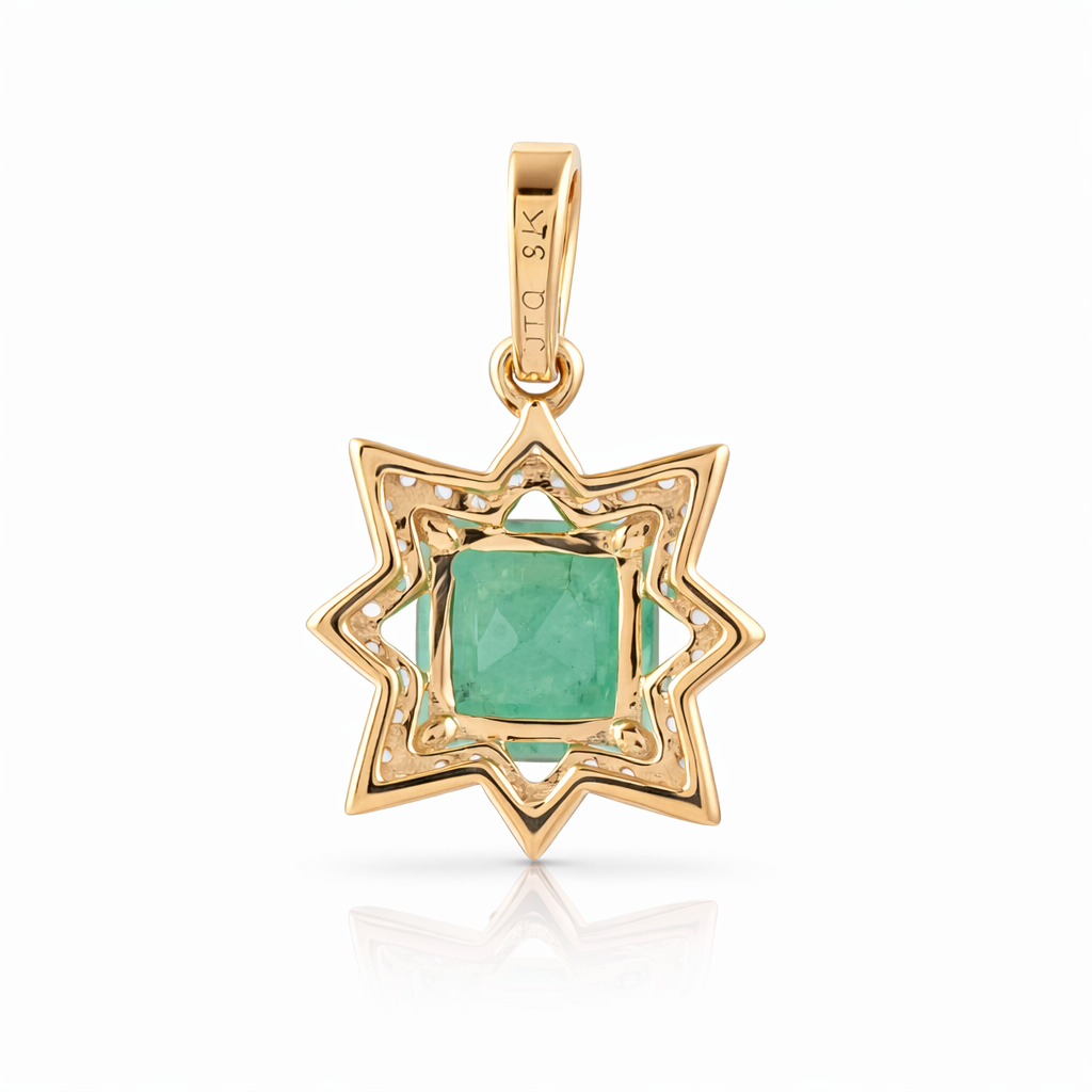 1.16 Ct Square Emerald 9K Gold Pendant