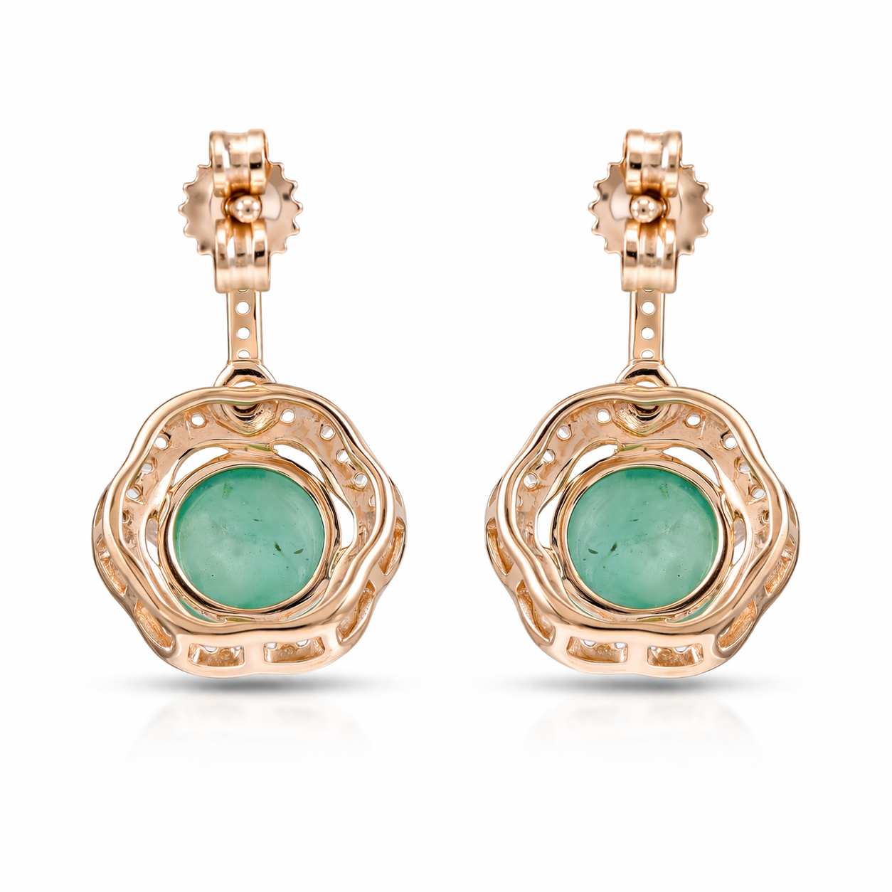 1.90 Ct Round Emerald 9K Gold Earrings