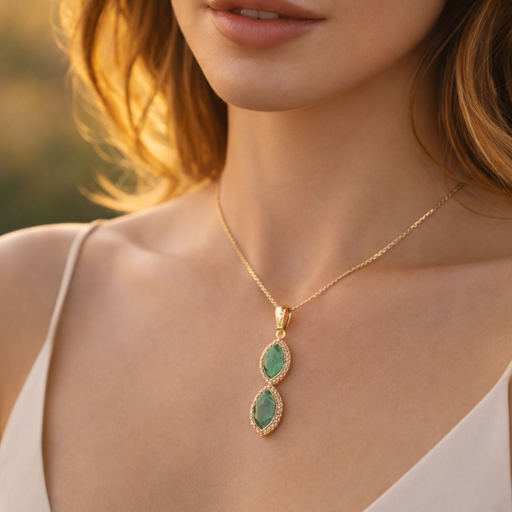 1.21 Ct Marquise Emerald 9K Gold Pendant