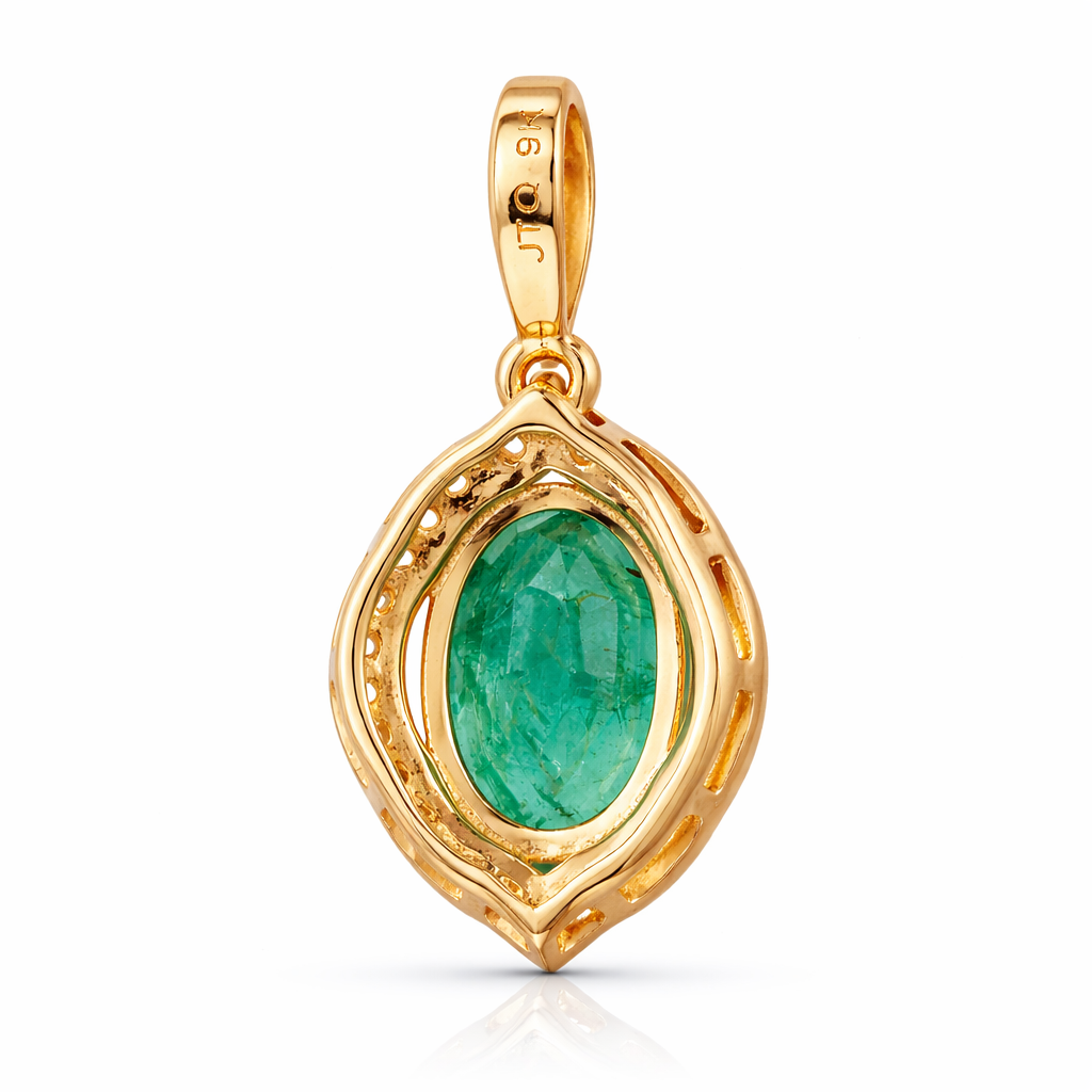 1.25 Ct Oval Emerald 9K Gold Pendant
