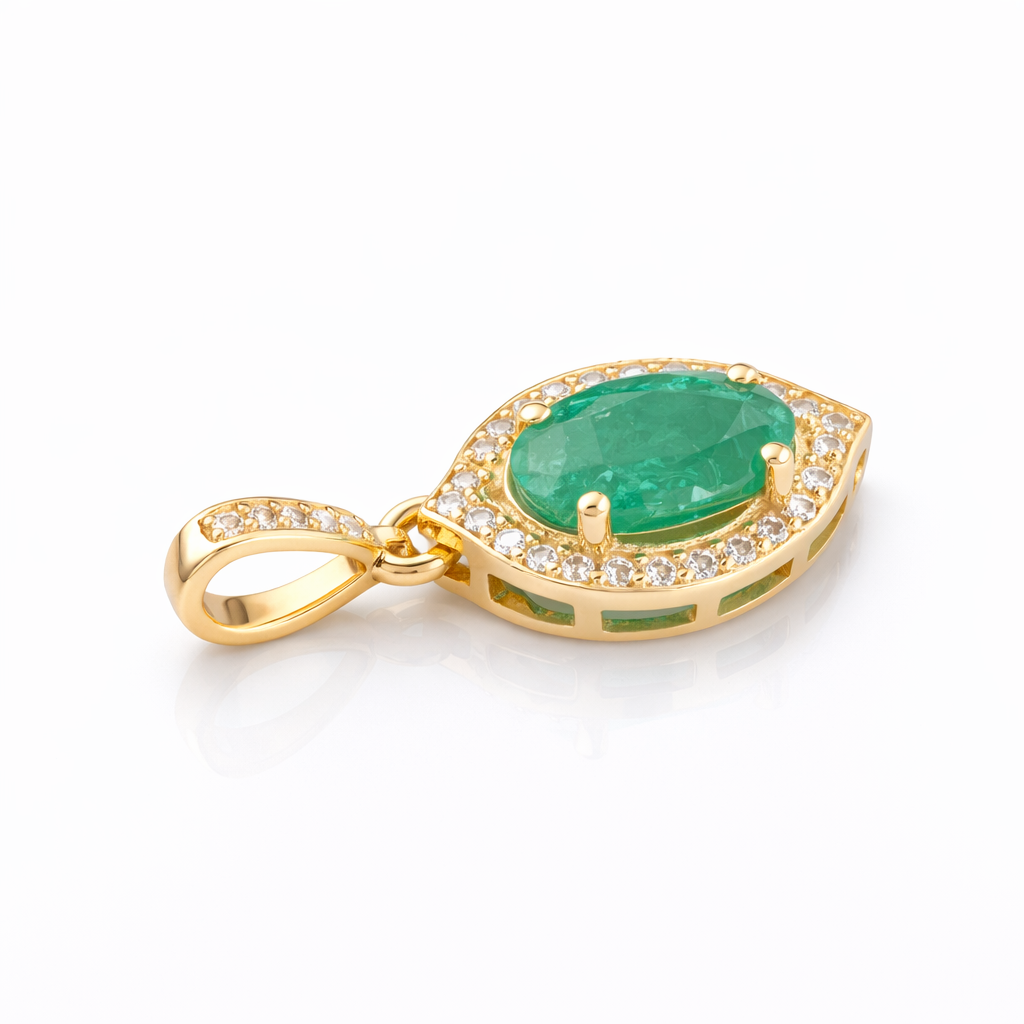 1.25 Ct Oval Emerald 9K Gold Pendant