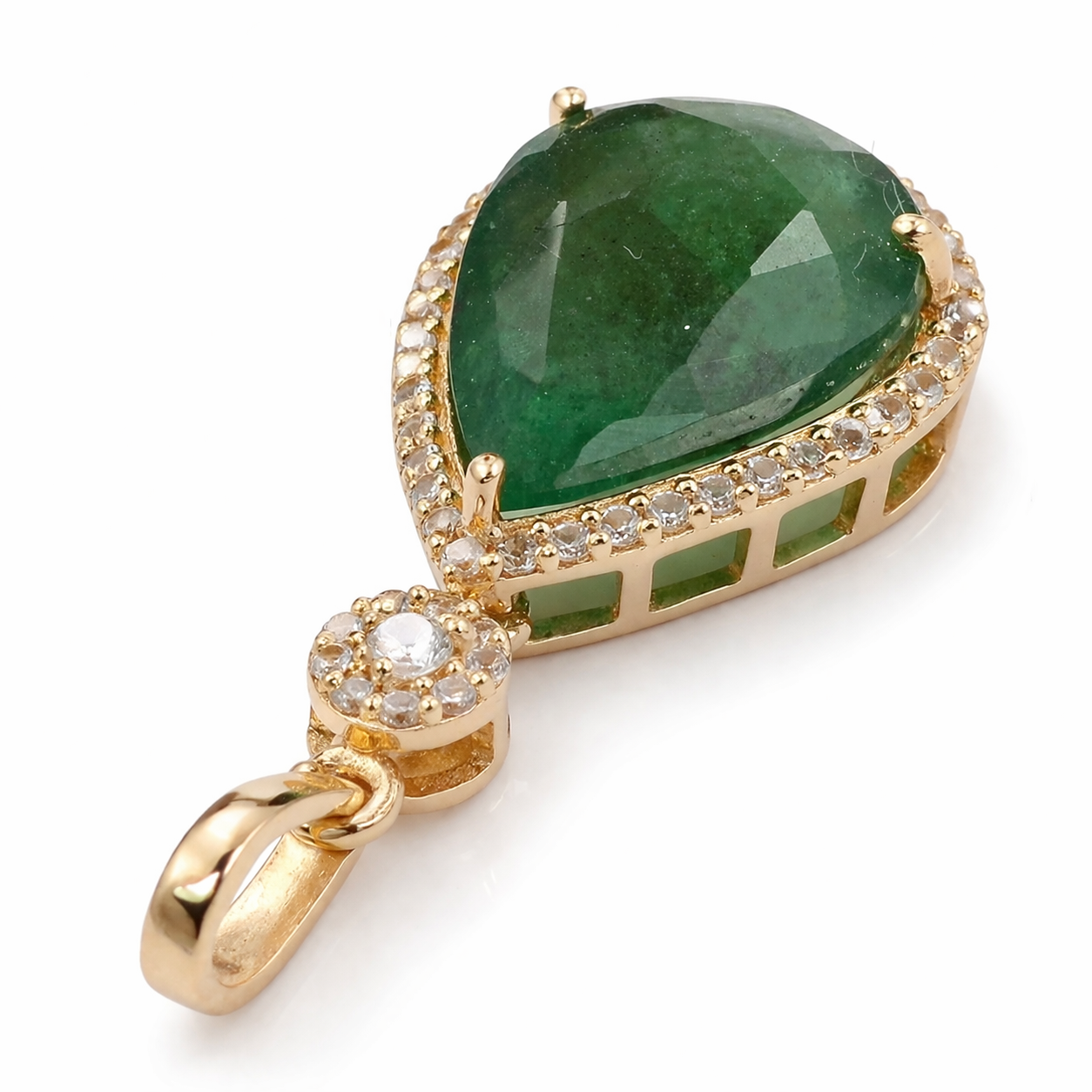 3.41 Ct Pear Emerald 9K Gold Pendant