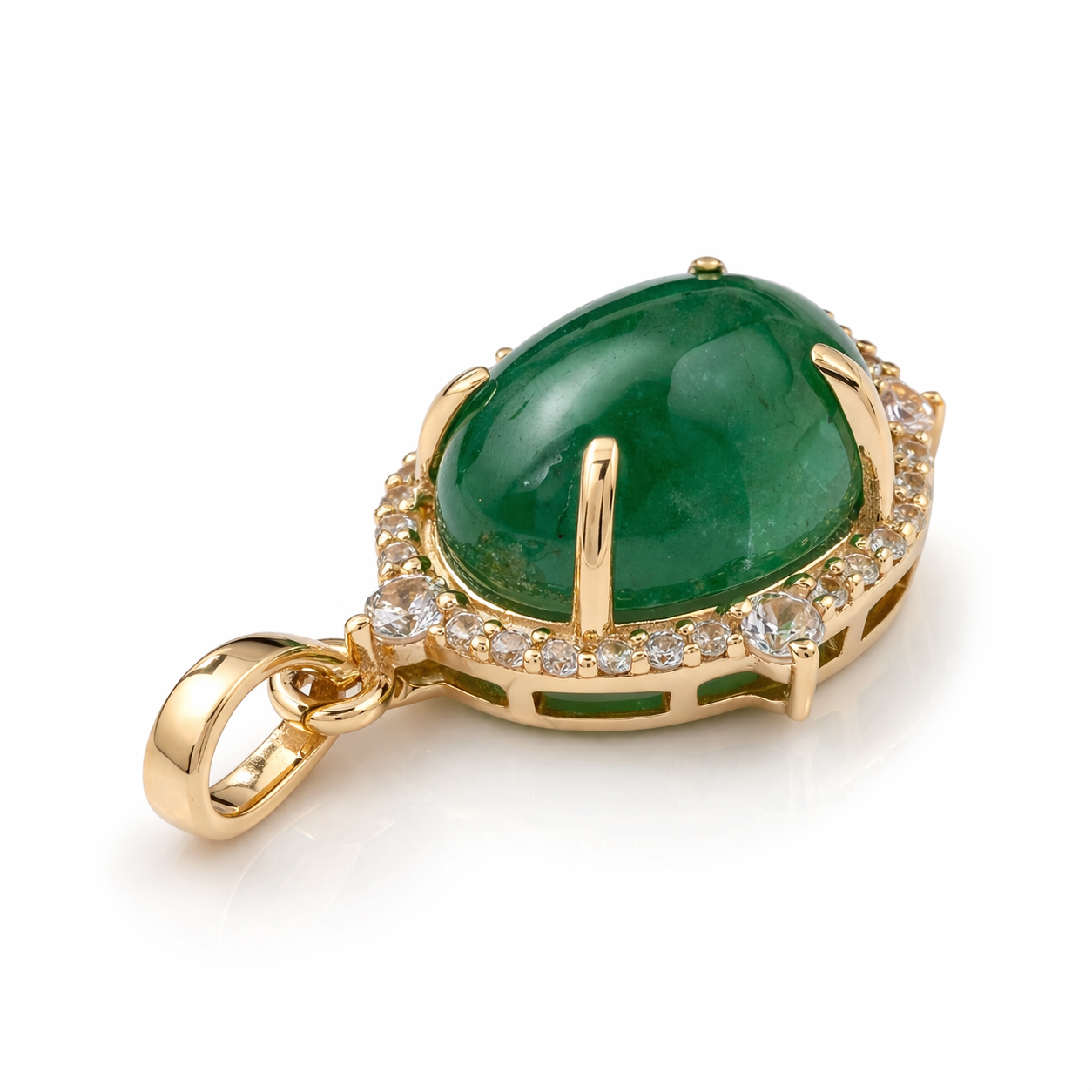 3.67 Ct Oval Emerald 9K Gold Pendant